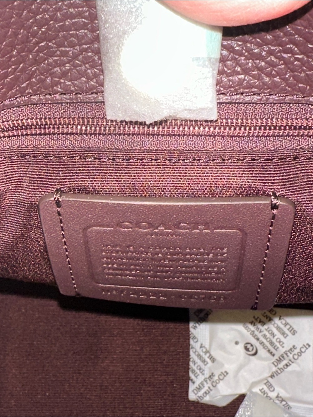 Coach Dempsey 22 signature Hedgehog Print Tote in Brown with Red Handles - Picture 8 of 8